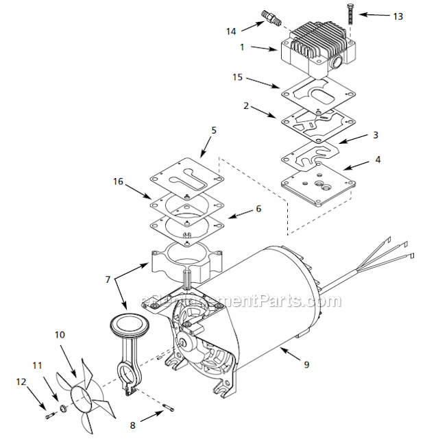 Page A Diagram and Parts List for WL371001  Campbell Hausfeld Compressor